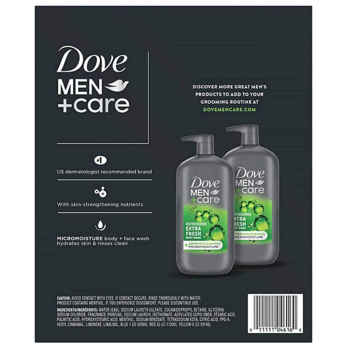 Dove - Men+Care Body and Face Wash, Extra Fresh, Clean Comfort and Charcoal - 30 Oz - 2 Pack